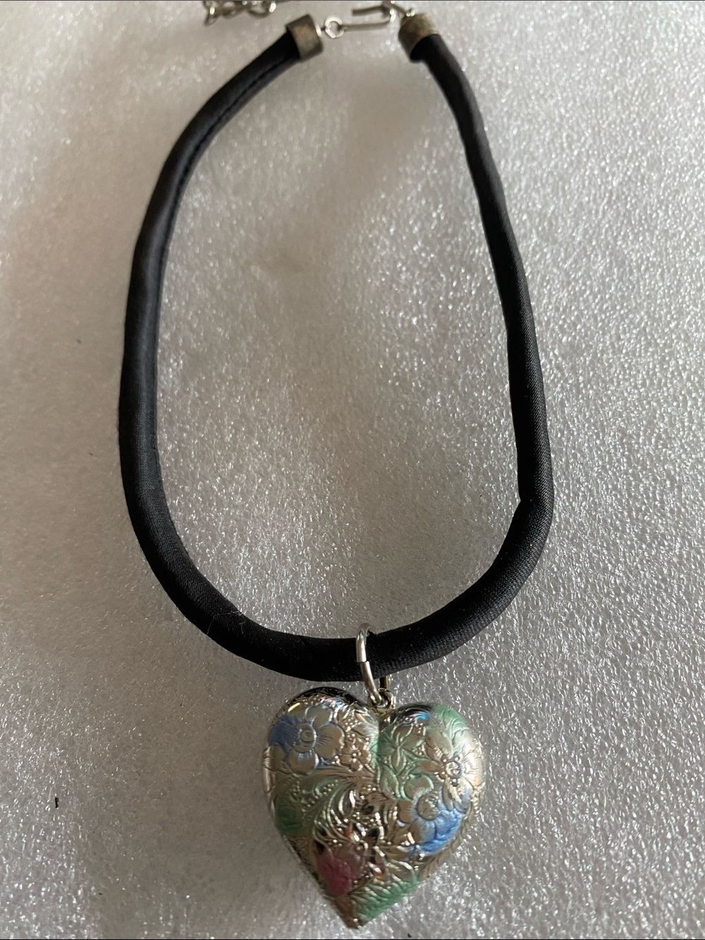 Heart Pendant Necklace in Multicolor on Black Cord